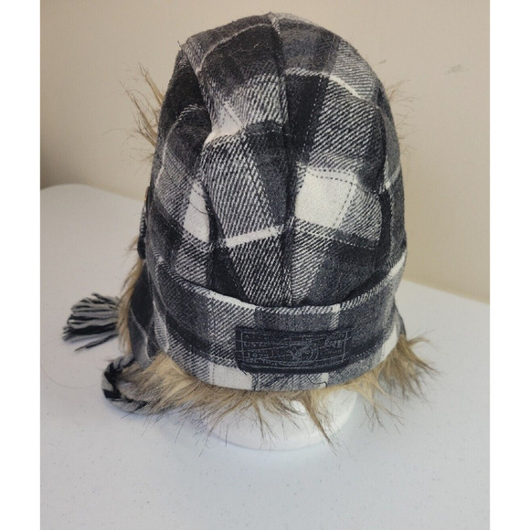 American Eagle Outfitters Gray Plaid Faux Fur Lined Trapper Hat Women's Size S-M - Picture 5 of 9